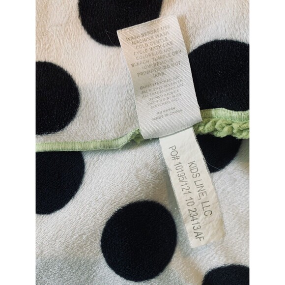 Little Miss Matched White Black Green Polka Dot Sherpa Minky Plush Baby Blanket - Picture 3 of 3